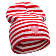 Made in USA Best Mom Ever Embroidered Trendy Striped Beanie