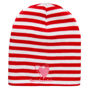 Made in USA Best Mom Ever Embroidered Trendy Striped Beanie