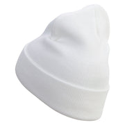 Firemen Axe Embroidered 12 Inch Long Knitted Beanie - White OSFM