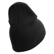 US Marine Corps Emblem Symbol Embroidered 8 Inch Short Beanie Made in USA - Black OSFM