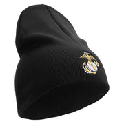 US Marine Corps Emblem Symbol Embroidered 8 Inch Short Beanie Made in USA - Black OSFM
