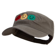 Emotion Levels On Scale Embroidered Garment Washed Adjustable Army Cap - Dk-Olive-Green OSFM