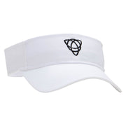 Celtic Shape Knot Embroidered Cotton Twill Sun Visor - White OSFM