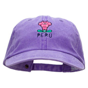 Peru Flower Embroidered Pigment Dyed Wash Cap - Purple OSFM