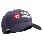 Skull Army Veteran Embroidered New Low Profile Organic Cotton Cap - Navy OSFM