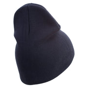 US Marine Corps Emblem Symbol Embroidered 8 Inch Short Beanie Made in USA - Navy OSFM