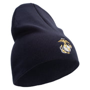 US Marine Corps Emblem Symbol Embroidered 8 Inch Short Beanie Made in USA - Navy OSFM