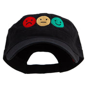 Emotion Levels On Scale Embroidered Garment Washed Adjustable Army Cap - Black OSFM