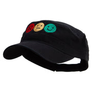 Emotion Levels On Scale Embroidered Garment Washed Adjustable Army Cap - Black OSFM