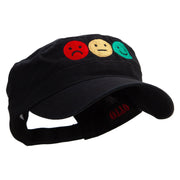 Emotion Levels On Scale Embroidered Garment Washed Adjustable Army Cap - Black OSFM