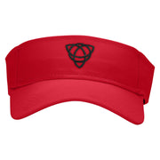 Celtic Shape Knot Embroidered Cotton Twill Sun Visor - Red OSFM