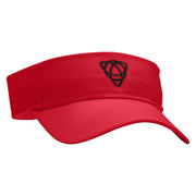 Celtic Shape Knot Embroidered Cotton Twill Sun Visor - Red OSFM