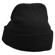 Happy Dog Head Embroidered Super Stretch Knit Watch Cap Beanie - Black OSFM