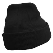 Happy Dog Head Embroidered Super Stretch Knit Watch Cap Beanie - Black OSFM