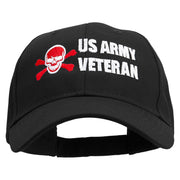 Skull Army Veteran Embroidered New Low Profile Organic Cotton Cap - Black OSFM