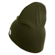 US Marine Corps Emblem Symbol Embroidered 8 Inch Short Beanie Made in USA - Olive OSFM