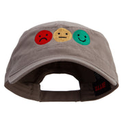 Emotion Levels On Scale Embroidered Garment Washed Adjustable Army Cap - Khaki OSFM