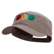 Emotion Levels On Scale Embroidered Garment Washed Adjustable Army Cap - Khaki OSFM