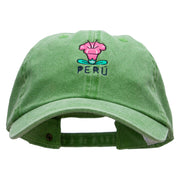 Peru Flower Embroidered Pigment Dyed Wash Cap - Cactus OSFM