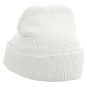 Happy Dog Head Embroidered Super Stretch Knit Watch Cap Beanie - White OSFM