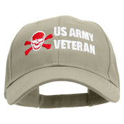 Skull Army Veteran Embroidered New Low Profile Organic Cotton Cap - Olive OSFM