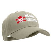 Skull Army Veteran Embroidered New Low Profile Organic Cotton Cap - Olive OSFM