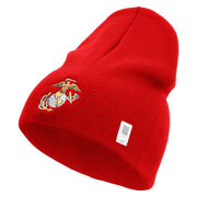 US Marine Corps Emblem Symbol Embroidered 8 Inch Short Beanie Made in USA - Red OSFM