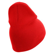 US Marine Corps Emblem Symbol Embroidered 8 Inch Short Beanie Made in USA - Red OSFM