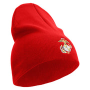 US Marine Corps Emblem Symbol Embroidered 8 Inch Short Beanie Made in USA - Red OSFM