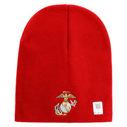 US Marine Corps Emblem Symbol Embroidered 8 Inch Short Beanie Made in USA - Red OSFM
