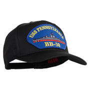 USS Pennsylvania BB 38 Blue Patched Solid Cotton Twill 5 Panel Prostyle Snap Cap - Black OSFM