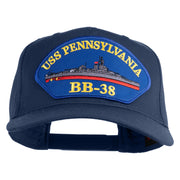 USS Pennsylvania BB 38 Blue Patched Solid Cotton Twill 5 Panel Prostyle Snap Cap - Navy OSFM