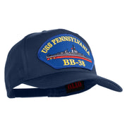 USS Pennsylvania BB 38 Blue Patched Solid Cotton Twill 5 Panel Prostyle Snap Cap - Navy OSFM