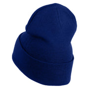 Small Snowflakes Christmas Embroidered Iron On Patched 12 Inch Long Knitted Beanie - Royal OSFM