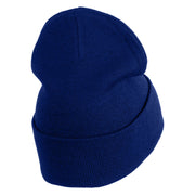 Small Snowflakes Christmas Embroidered Iron On Patched 12 Inch Long Knitted Beanie - Royal OSFM