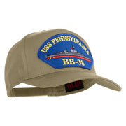 USS Pennsylvania BB 38 Blue Patched Solid Cotton Twill 5 Panel Prostyle Snap Cap - Khaki OSFM