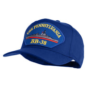 USS Pennsylvania BB 38 Blue Patched Solid Cotton Twill 5 Panel Prostyle Snap Cap - Royal OSFM