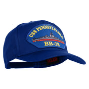 USS Pennsylvania BB 38 Blue Patched Solid Cotton Twill 5 Panel Prostyle Snap Cap - Royal OSFM