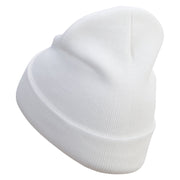 Snipers Embroidered 12 Inch Long Knitted Beanie - White OSFM