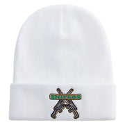 Snipers Embroidered 12 Inch Long Knitted Beanie - White OSFM