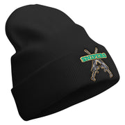 Snipers Embroidered 12 Inch Long Knitted Beanie - Black OSFM