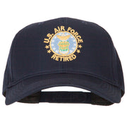 US Air Force Retired Circle Symbol Embroidered Solid Cotton Pro Style Cap