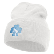 Vet Logo Embroidered 12 inch Acrylic Cuffed Long Beanie - White OSFM