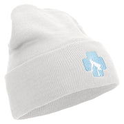 Vet Logo Embroidered 12 inch Acrylic Cuffed Long Beanie - White OSFM