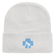 Vet Logo Embroidered 12 inch Acrylic Cuffed Long Beanie - White OSFM