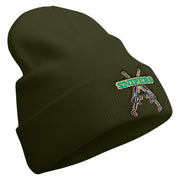 Snipers Embroidered 12 Inch Long Knitted Beanie - Olive OSFM