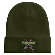 Snipers Embroidered 12 Inch Long Knitted Beanie - Olive OSFM