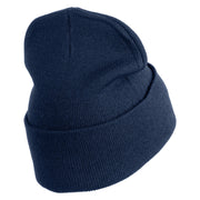 Snowflakes Large Christmas Embroidered Iron On Patched 12 Inch Long Knitted Beanie - Navy OSFM