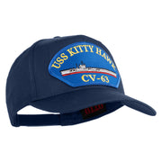 USS Kitty Hawk CV 63 Blue Patched Solid Cotton Twill 5 Panel Prostyle Snap Cap - Navy OSFM