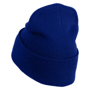Snowflakes Large Christmas Embroidered Iron On Patched 12 Inch Long Knitted Beanie - Royal OSFM
